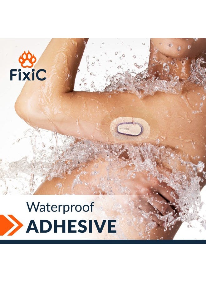FixiC – Adhesive Patches for G6 – 25 Pack Premium Waterproof Adhesive Patches – Pre-Cut Back Paper – Adhesive Patch for G6 – Long Fixation! (Transparent)