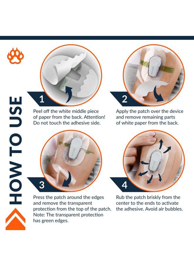 FixiC – Adhesive Patches for G6 – 25 Pack Premium Waterproof Adhesive Patches – Pre-Cut Back Paper – Adhesive Patch for G6 – Long Fixation! (Transparent)