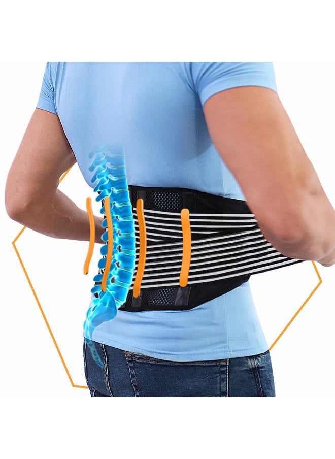 Back Brace for Lower Back, Back Support for Women/Men with 4 Stainless Steel Support Stays and Breathable Air Mesh for Lower Back Pain Relief, Sedentary, Work, Lifting(2XL 43-55)