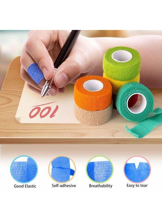 (12-Pack) 1” x 5 Yards | Self Adhesive Bandage Wrap, Kuvvfe Athletic Elastic Cohesive Bandage for Sports Injury,Strain,Knee & Wrist,Ankle Sprains & Swelling First Aid