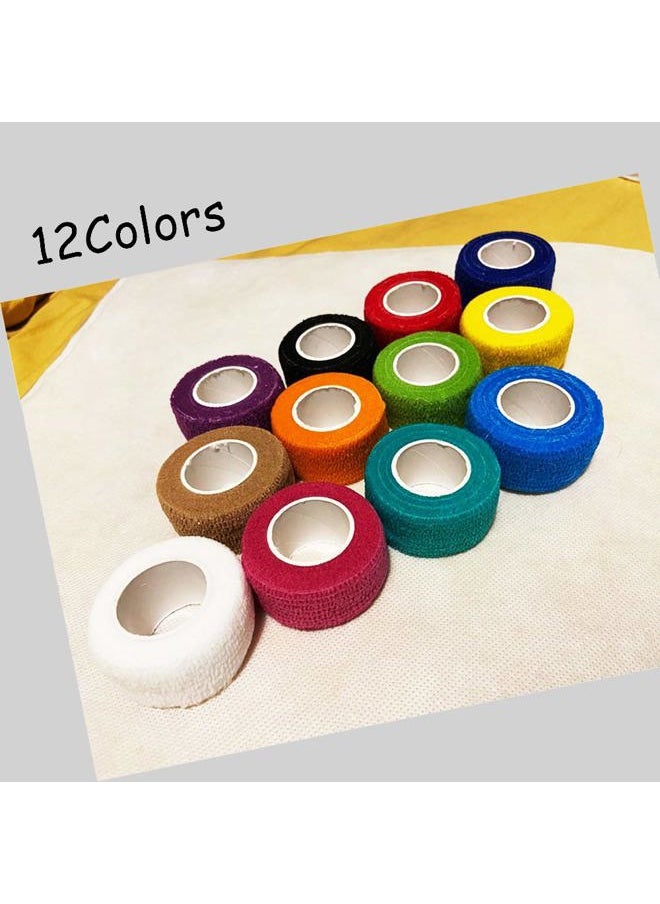 (12-Pack) 1” x 5 Yards | Self Adhesive Bandage Wrap, Kuvvfe Athletic Elastic Cohesive Bandage for Sports Injury,Strain,Knee & Wrist,Ankle Sprains & Swelling First Aid