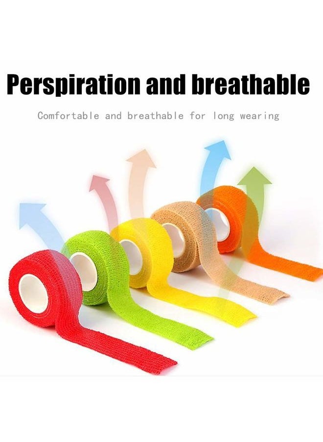 (12-Pack) 1” x 5 Yards | Self Adhesive Bandage Wrap, Kuvvfe Athletic Elastic Cohesive Bandage for Sports Injury,Strain,Knee & Wrist,Ankle Sprains & Swelling First Aid