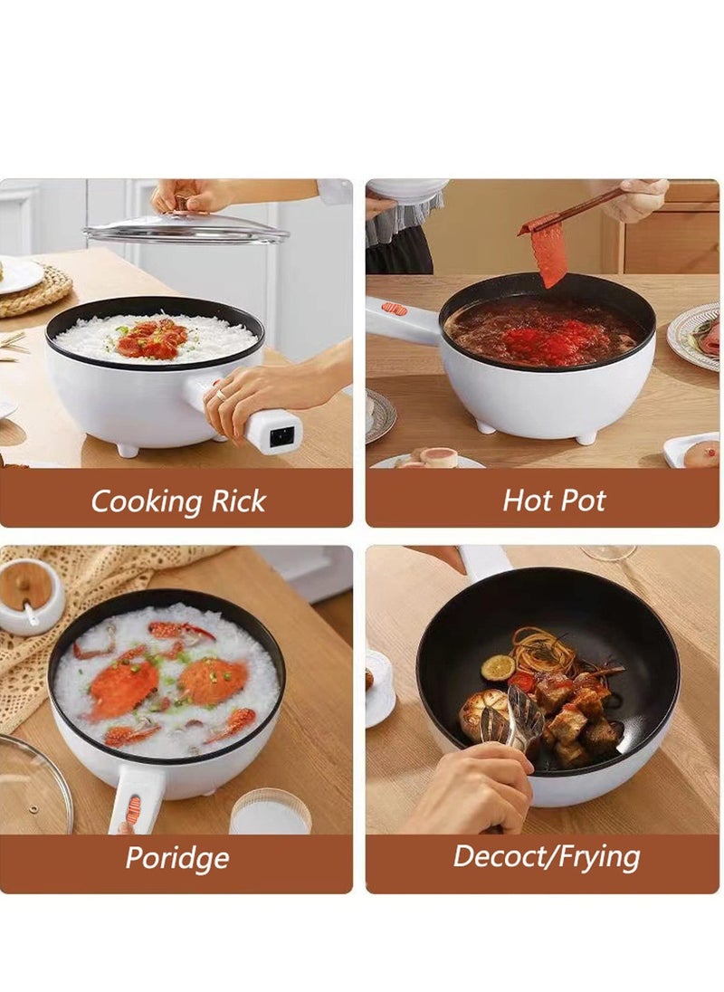 4L Electric Hot Pot with Steamer and Temperature Control Non-Stick Electric Skillet,Frying Pan,Electric Saucepan,for Noodles, Egg, Steak, Sauté, Steam and Soup
