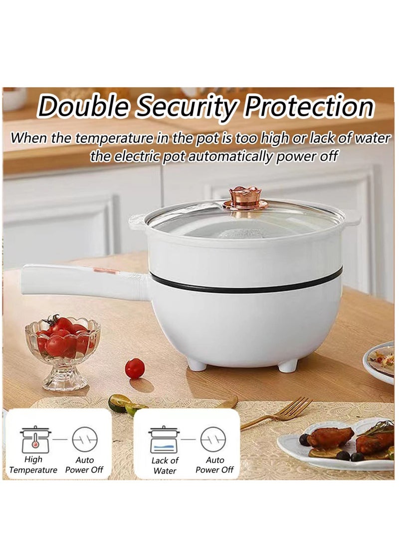 4L Electric Hot Pot with Steamer and Temperature Control Non-Stick Electric Skillet,Frying Pan,Electric Saucepan,for Noodles, Egg, Steak, Sauté, Steam and Soup