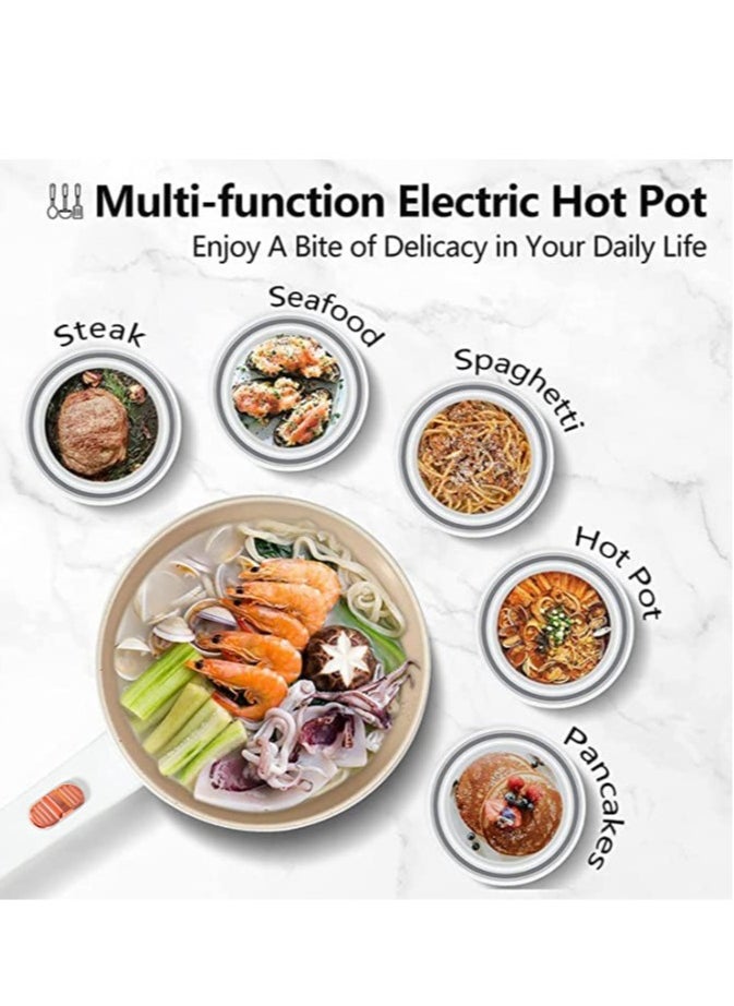 4L Electric Hot Pot with Steamer and Temperature Control Non-Stick Electric Skillet,Frying Pan,Electric Saucepan,for Noodles, Egg, Steak, Sauté, Steam and Soup