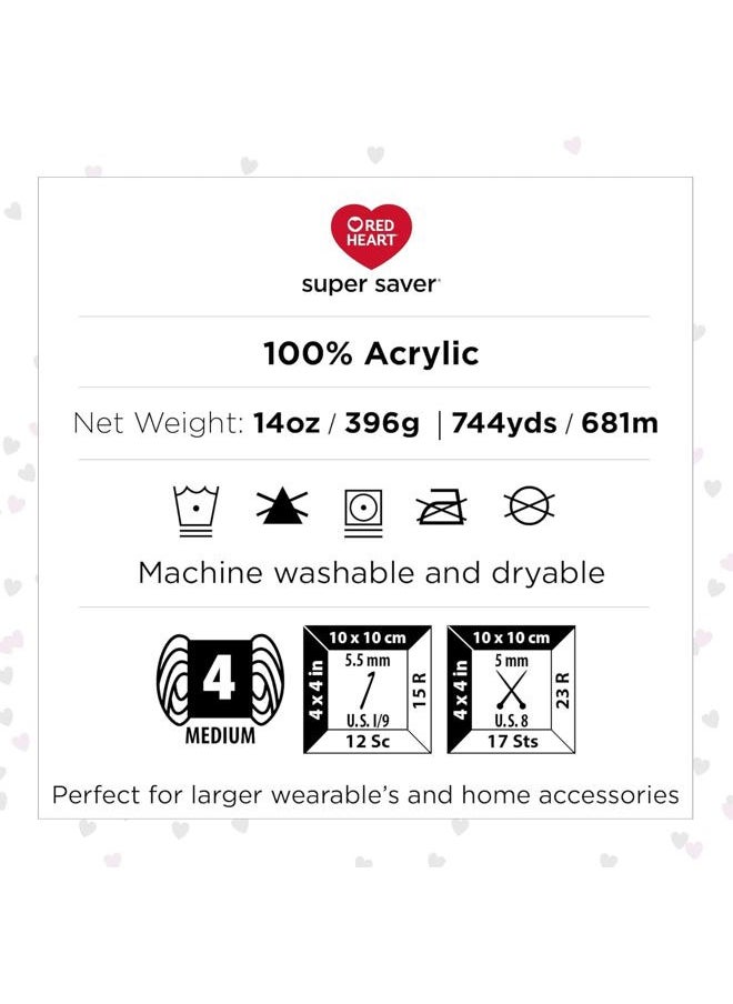 Coats Yarn E302B.0373 Red Heart Super Saver Jumbo Yarn, Petal Pink