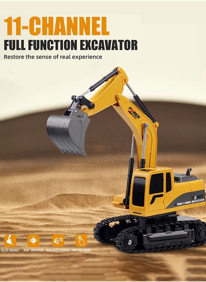 2 PCS Remote Control Construction Vehicle Toy Set, Friction-Powered RC Excavator & RC Dump Truck with Lights and Sounds for Imaginative Play, Birthday Gifts for Toddlers Boys Girls