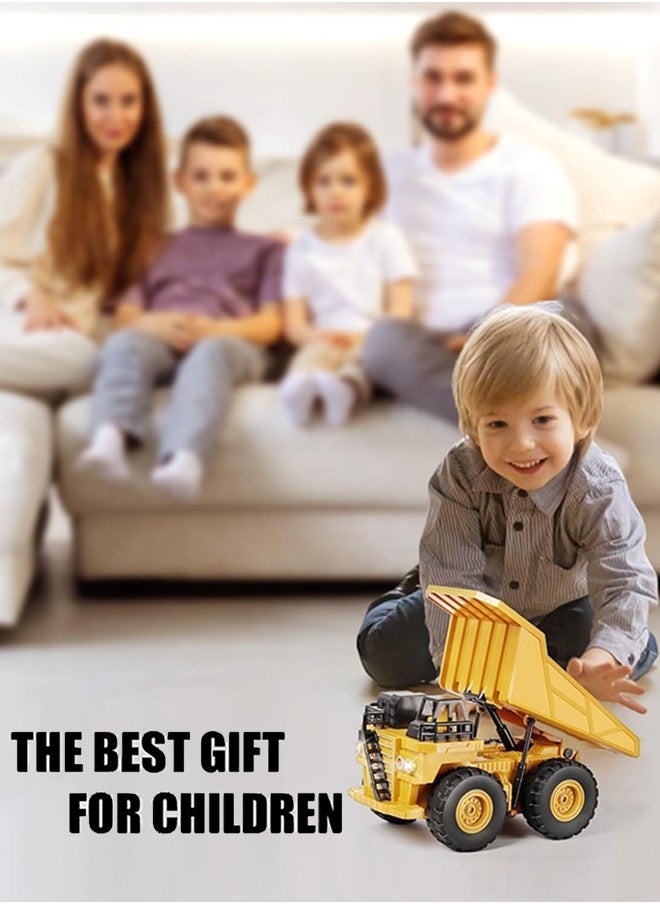 2 PCS Remote Control Construction Vehicle Toy Set, Friction-Powered RC Excavator & RC Dump Truck with Lights and Sounds for Imaginative Play, Birthday Gifts for Toddlers Boys Girls