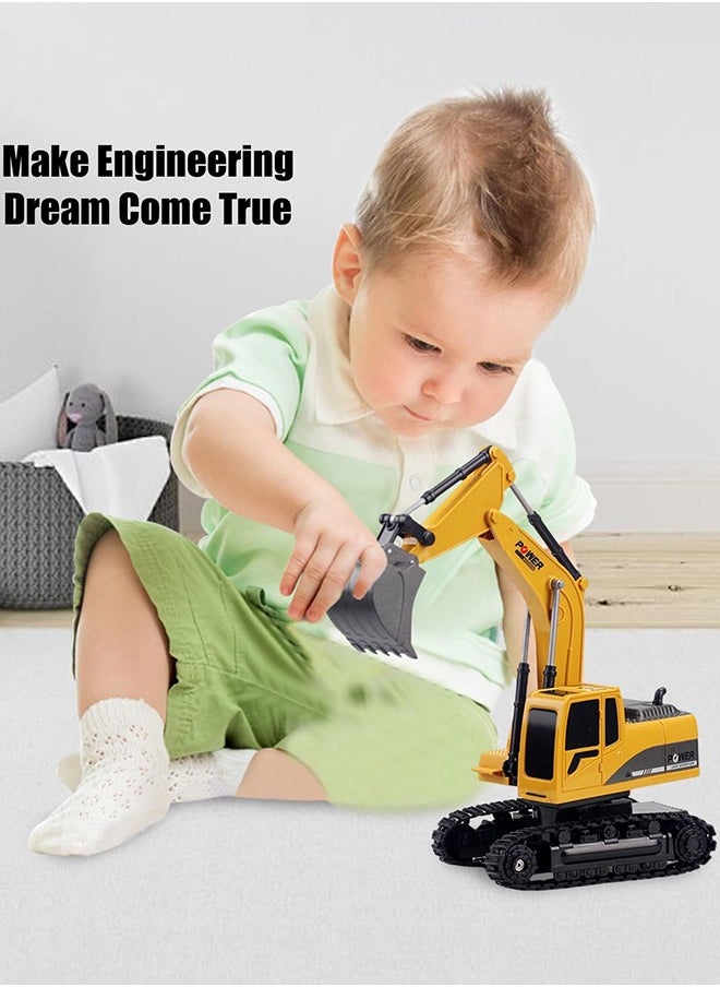 2 PCS Remote Control Construction Vehicle Toy Set, Friction-Powered RC Excavator & RC Dump Truck with Lights and Sounds for Imaginative Play, Birthday Gifts for Toddlers Boys Girls