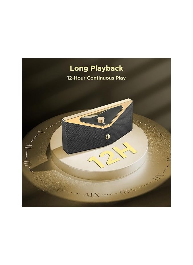 BUGANI Brief Pro Portable Bluetooth Speaker 160W, Hi-Res Audio, 12H Playtime, Loud Speaker with Subwoofer for Jazz, Outdoor Speaker for Camping, Beach, Party, Golden