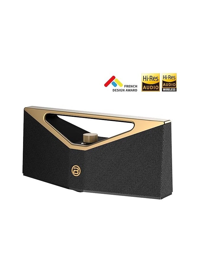 BUGANI Brief Pro Portable Bluetooth Speaker 160W, Hi-Res Audio, 12H Playtime, Loud Speaker with Subwoofer for Jazz, Outdoor Speaker for Camping, Beach, Party, Golden