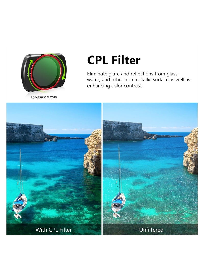 ND Filters Set for DJI Osmo Pocket 3 Creator Combo Accessories 6 Pack CPL,ND 8,ND 16,ND 32,ND 64,ND256 Magnetic Aluminum Version