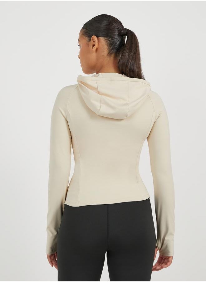 Contour Seam Detail Hooded Zip Up Jacket