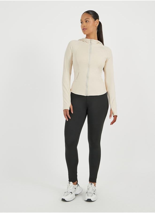 Contour Seam Detail Hooded Zip Up Jacket