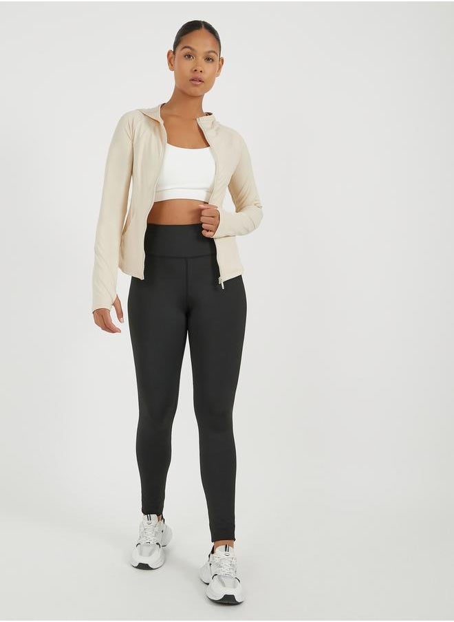 Contour Seam Detail Hooded Zip Up Jacket