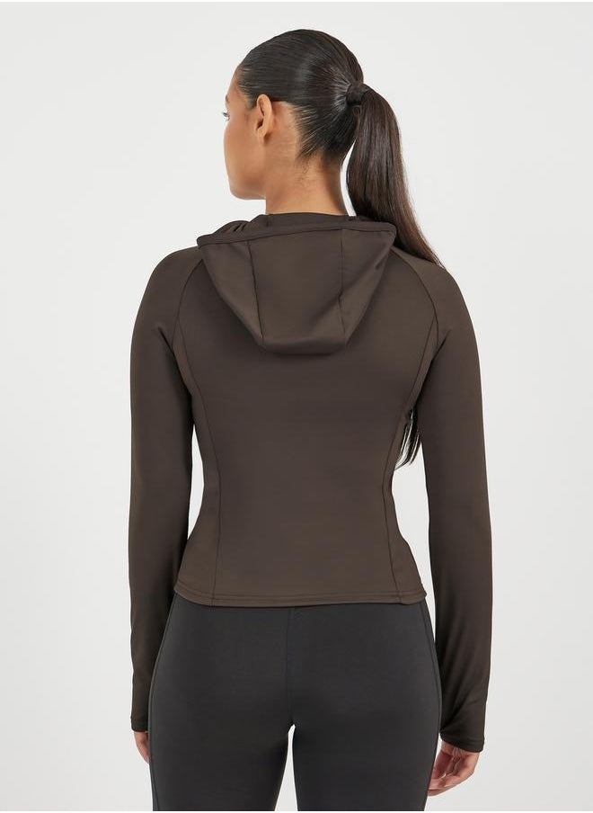 Contour Seam Detail Hooded Zip Up Jacket