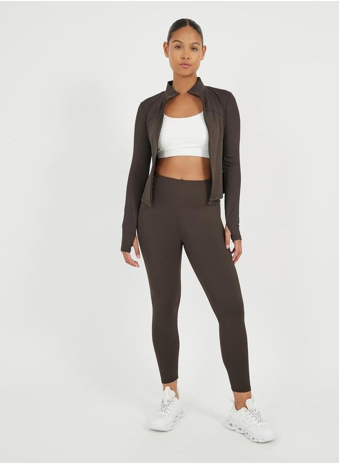 Textured Panel Detail Zip Up Jacket