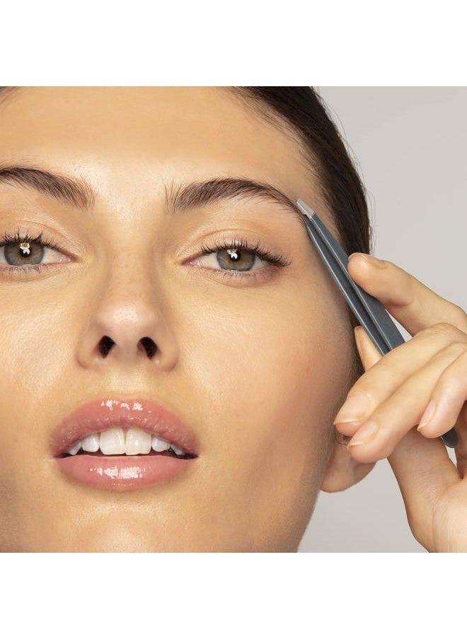 Stainless Steel Slant Tweezer - Eyebrow Tweezers for Women and Men (Blue Stone)