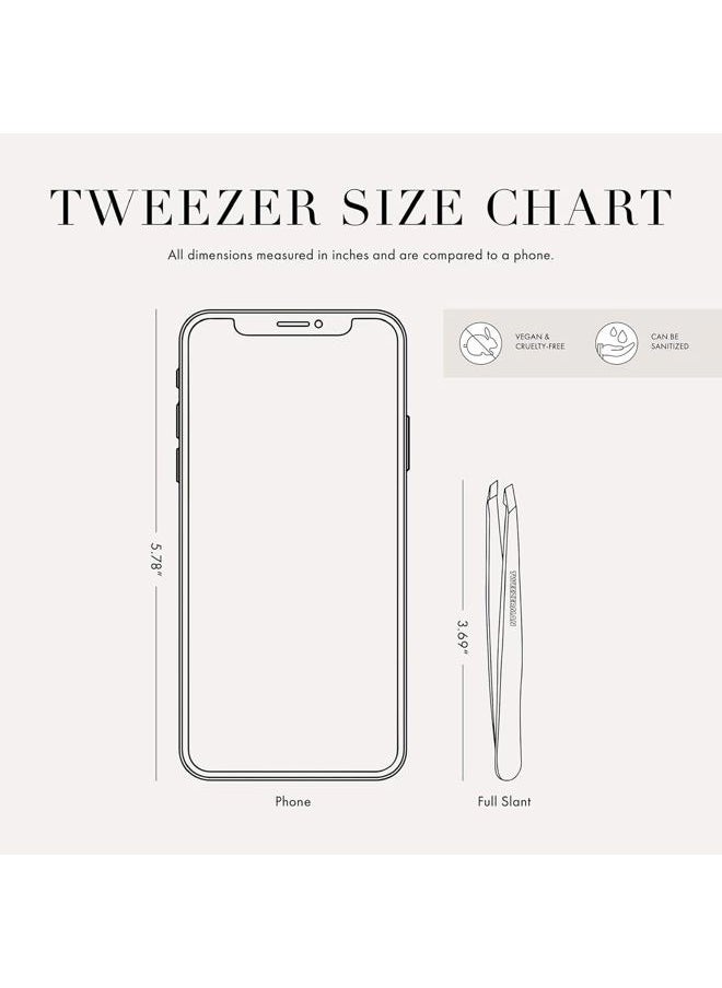 Stainless Steel Slant Tweezer - Eyebrow Tweezers for Women and Men (Blue Stone)