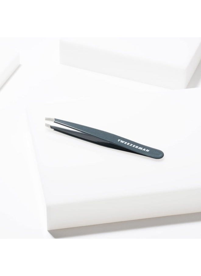 Stainless Steel Slant Tweezer - Eyebrow Tweezers for Women and Men (Blue Stone)