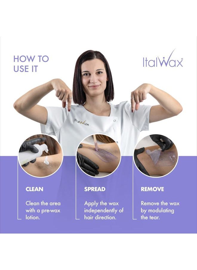 Top Line Orchid - 750g / 1.65lb - Hard wax beads for hair removal - Orchid fragrance - Synthetic formulation ideal for sensitive skins - Recommended for Bikini Area and Armpits
