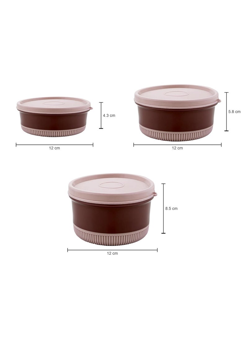 JOYO Foodway Omega Lunch Box with Zipper Pouch, 100% Leak Proof, 3 Stainless Steel Containers with BPA Free Airtight Lids (250ML, 375 ML, 525 ML) - (Brown)
