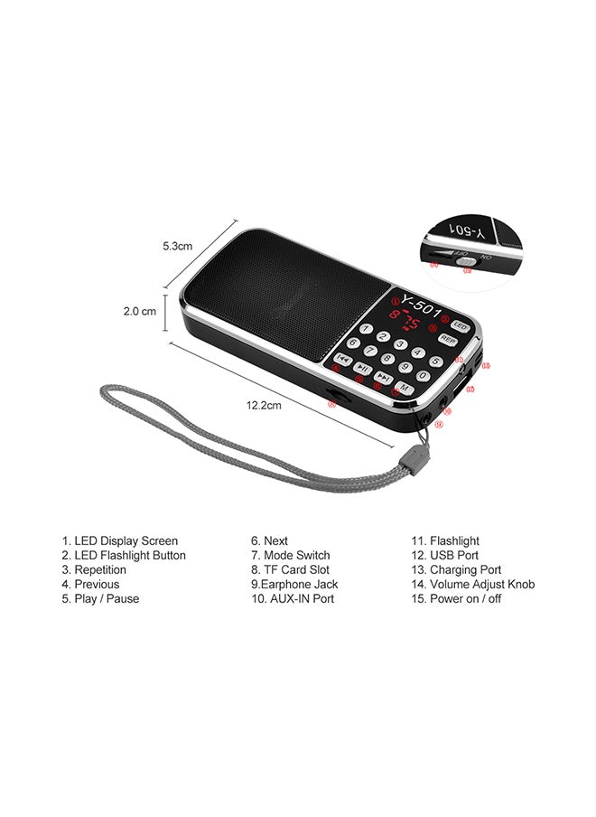 Digital Portable MP3 Speaker Audio Player V344 Black/Grey