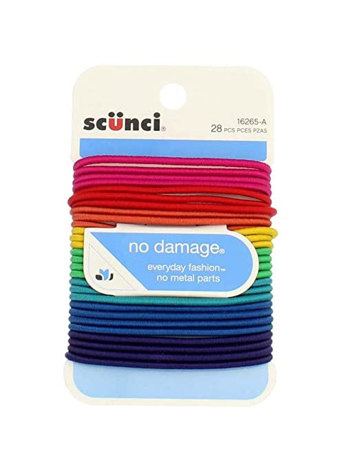 Salerm Cosmetic Scunci 1626503a048 No Damage Hair Elastics Assorted Colors 28 Count, 28 Count
