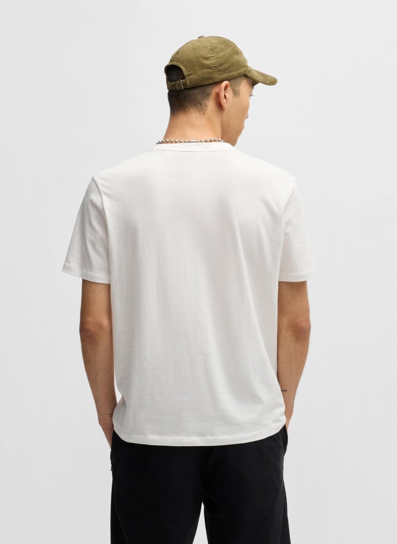 Cotton-jersey T-shirt with racing logo print