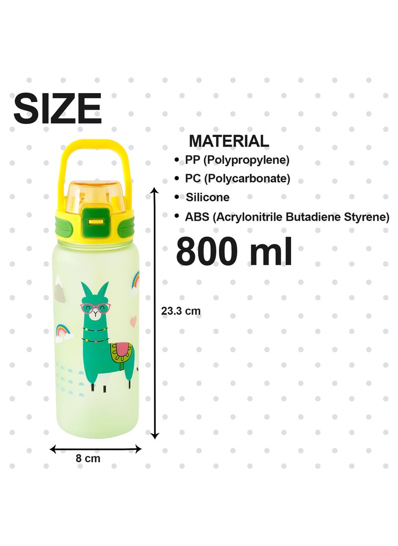 Kuber Industries Kids Water Bottle With Straw |Sipper Water Bottle For Kids Boys Girls| Water Bottle with Locking Flip Lid | 800 ml | Green | SYZ-7791A