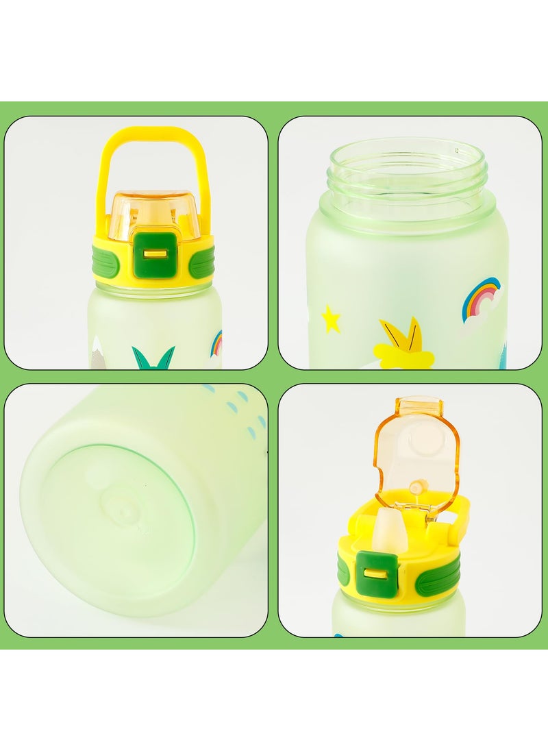 Kuber Industries Kids Water Bottle With Straw |Sipper Water Bottle For Kids Boys Girls| Water Bottle with Locking Flip Lid | 800 ml | Green | SYZ-7791A