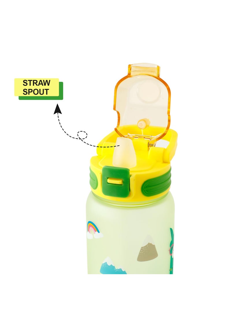 Kuber Industries Kids Water Bottle With Straw |Sipper Water Bottle For Kids Boys Girls| Water Bottle with Locking Flip Lid | 800 ml | Green | SYZ-7791A