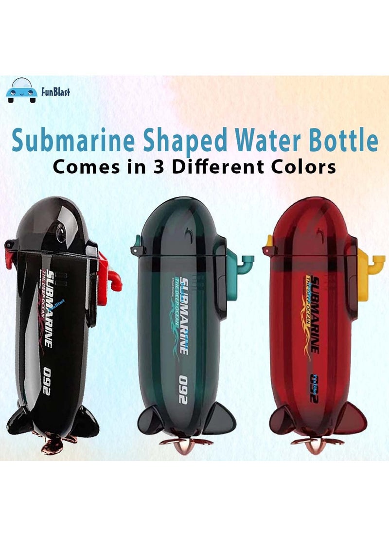 FunBlast Submarine Shaped Water Bottle for Kids, Anti-Leak Kids Cartoon Water Bottle, 380 ML Tritan Water Bottle for Kids, Stylish Water Bottle with Sipper for Boys & Girls (Red, Pack of 1)
