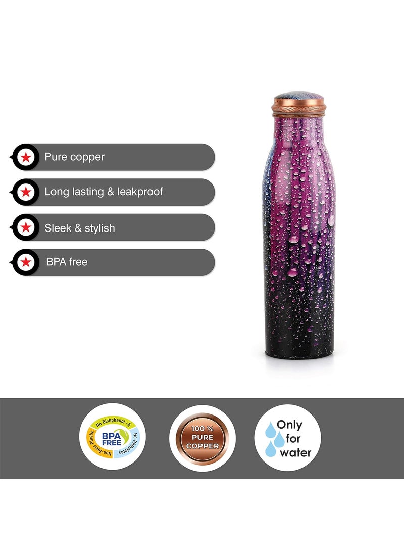 Cello Cop- Pura Good Earth Copper Bottle, 1000 Ml, Dew, Set of 1