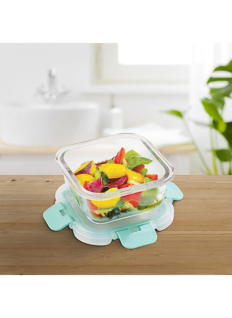 Allo Foodsafe Gift Box Combo 6 PC (Set of 3 Square 310ml, Set of 3 Round 390ml) | Microwave 450°C Oven Safe Bakeware Glass Container with Break Free Detachable Locks |