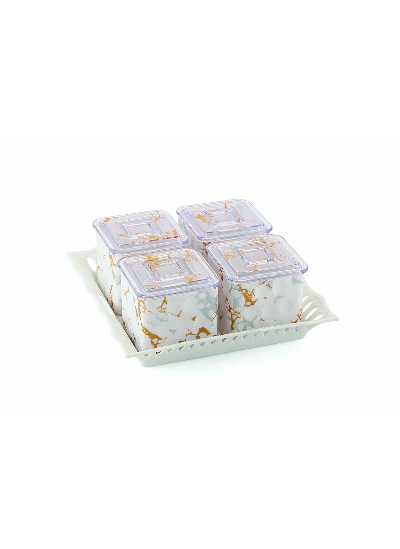 Nabhya Italian Dry Fruit Set Box with Lid & Serving Tray - 4 Pieces (Virgin plastic)