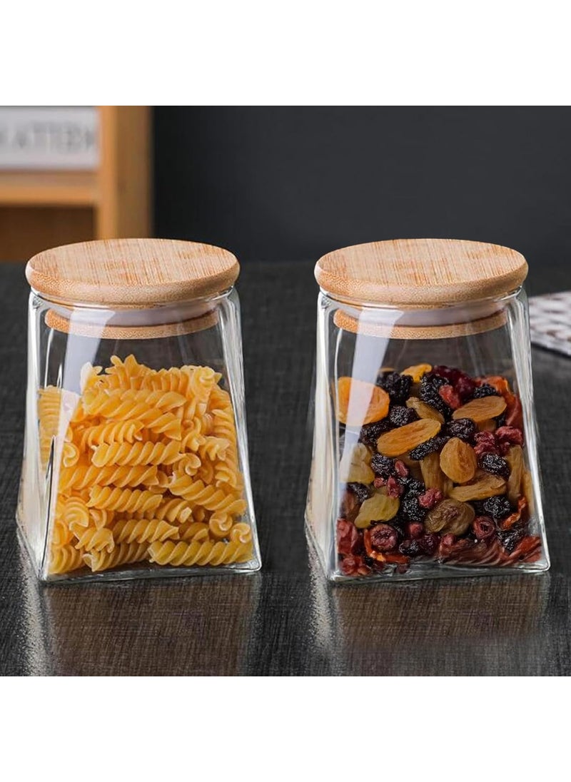UMAI Borosilicate Glass Jar with Bamboo Lid | Kitchen Organizer Items and Storage | Multi-utility, Leakproof, Airtight Storage Jar for Cookies, Snacks, Tea, Coffee, Sugar | Set of 2 (360ml)