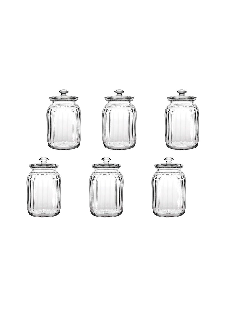 Pure Source India Glass Jar Storage Container, Airtight Food Safe and BPA Free - 350 ml, 6 pieces, Transparent