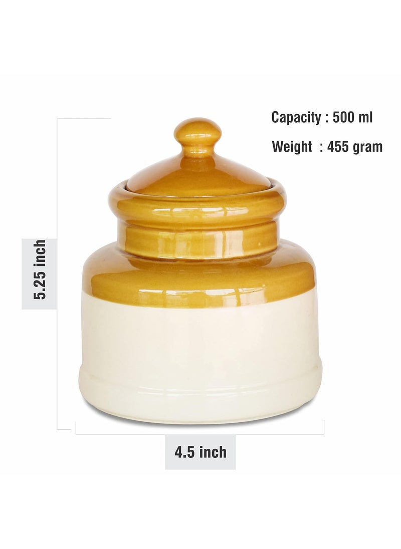 Pure Source India Ceramic Pickle Jar - 500 ml, 1 Piece, Multicolor