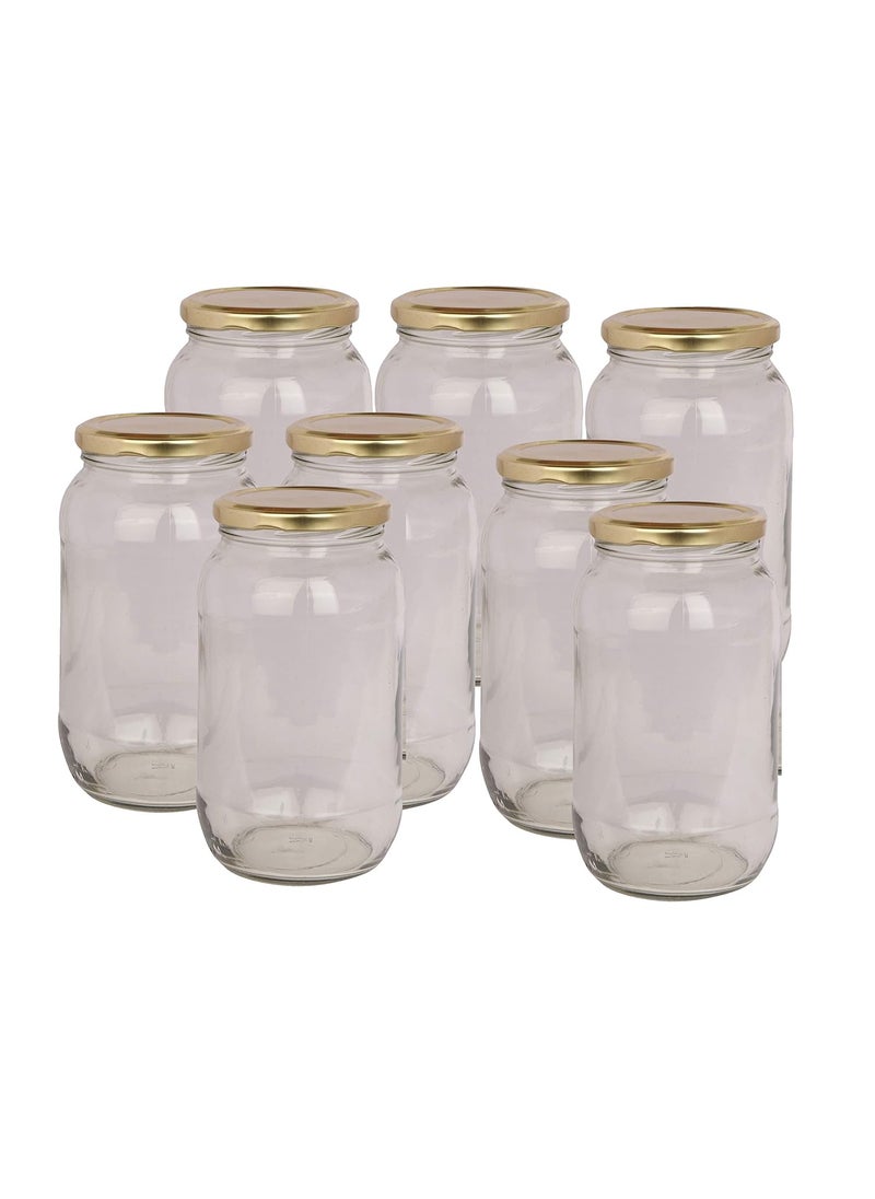 Pure Source India Glass Spice Jar Glass Container, 1 LTR, Set of 10, Transparent