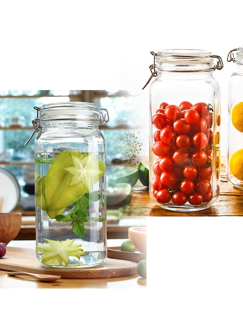 GINOYA BROTHERS - 1500 Ml Transparent Square Glass Jar Set With Transparent Air Tight Lid For Kitchen Storage (1)