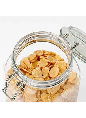 GINOYA BROTHERS - 1500 Ml Transparent Square Glass Jar Set With Transparent Air Tight Lid For Kitchen Storage (1)
