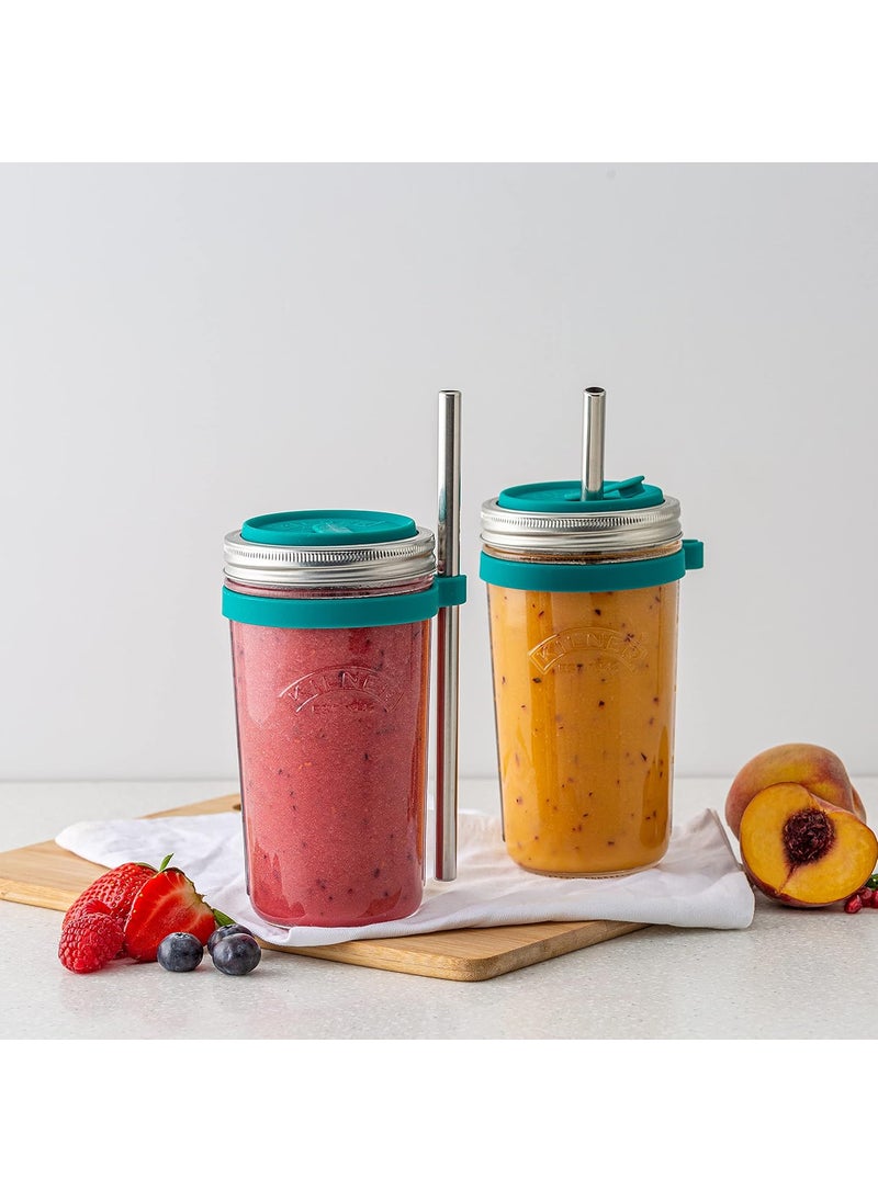 Kilner EST 1842 Premium Smoothie Making Set for thinKitchen Juice, Shakes, Airtight Lid with Straw, 500ML