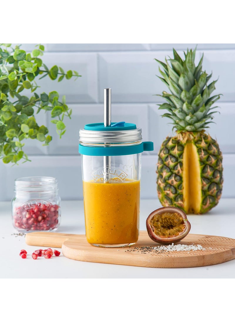 Kilner EST 1842 Premium Smoothie Making Set for thinKitchen Juice, Shakes, Airtight Lid with Straw, 500ML