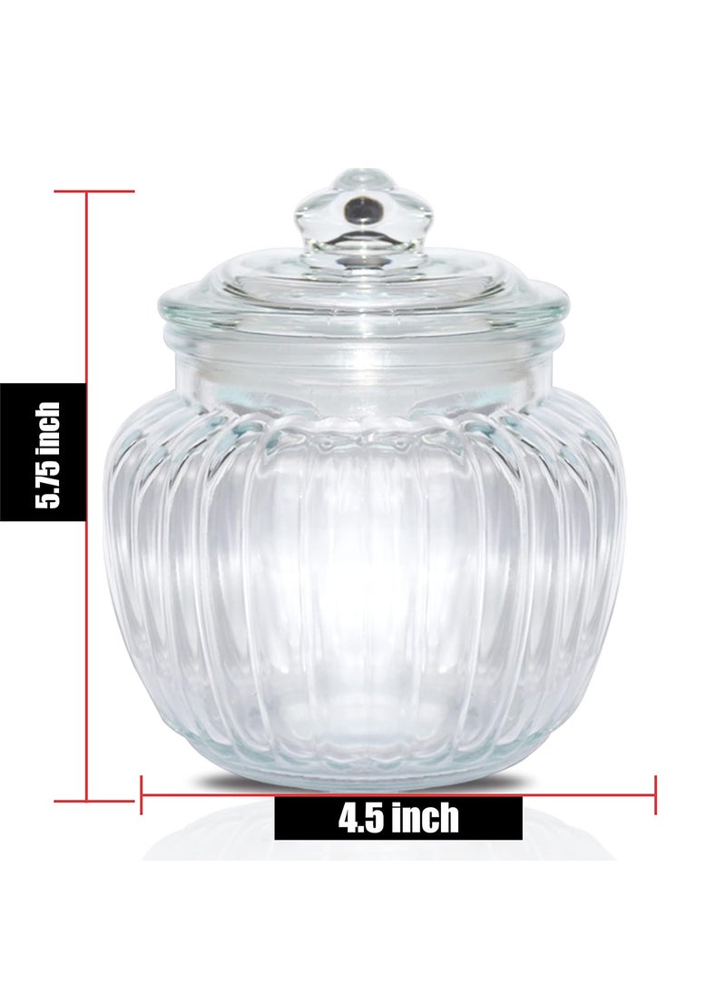 Pure Source India 500ml Glass Jar With Air Tight Glass Lid for Kitchen Storage Pickle Jar Round Glass Jar Sauce Jar Jam Jar, 1 Pcs .(500 ML Capacity)