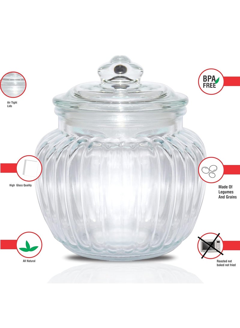 Pure Source India 500ml Glass Jar With Air Tight Glass Lid for Kitchen Storage Pickle Jar Round Glass Jar Sauce Jar Jam Jar, 1 Pcs .(500 ML Capacity)