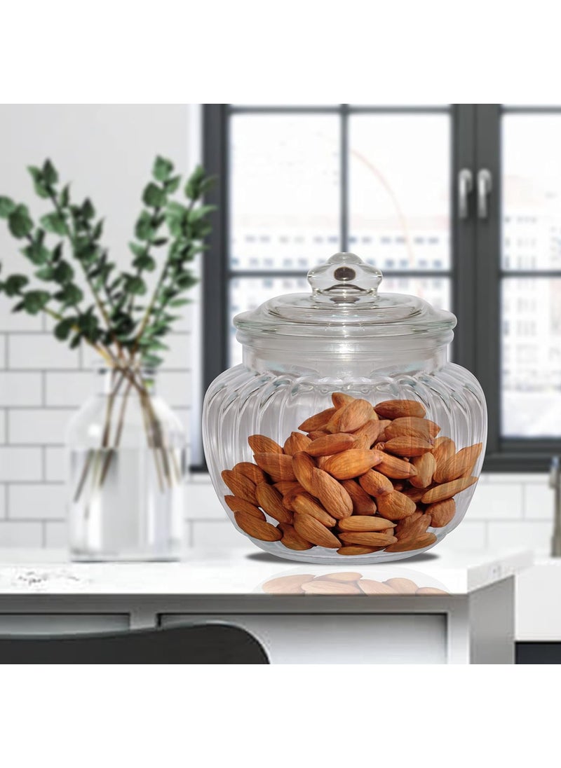 Pure Source India 500ml Glass Jar With Air Tight Glass Lid for Kitchen Storage Pickle Jar Round Glass Jar Sauce Jar Jam Jar, 1 Pcs .(500 ML Capacity)