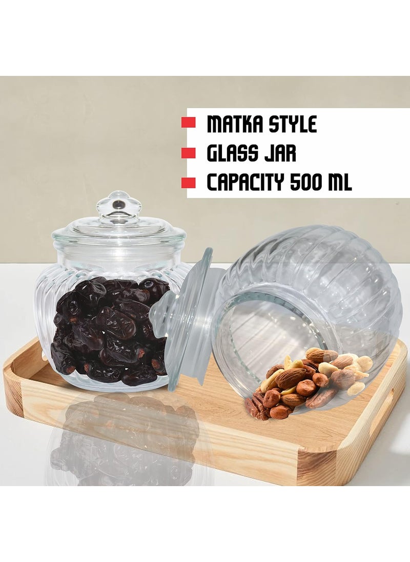 Pure Source India 500ml Glass Jar With Air Tight Glass Lid for Kitchen Storage Pickle Jar Round Glass Jar Sauce Jar Jam Jar, 1 Pcs .(500 ML Capacity)
