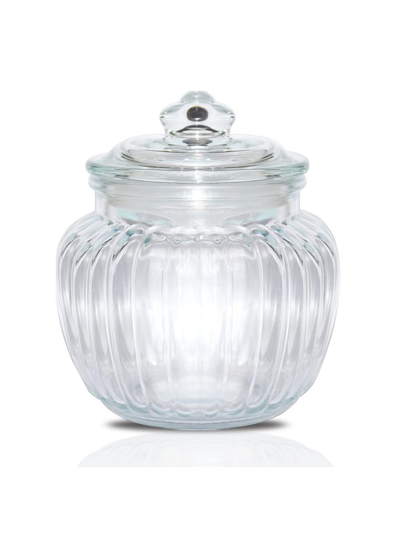 Pure Source India 500ml Glass Jar With Air Tight Glass Lid for Kitchen Storage Pickle Jar Round Glass Jar Sauce Jar Jam Jar, 1 Pcs .(500 ML Capacity)