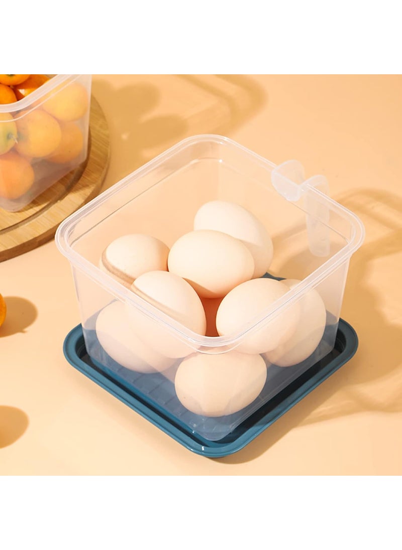 Wolpin Fridge Storage Containers (Set Of 3 Pcs) Food Refrigerator Organizer Container With Handle & Lid For Fruits, Vegetables, Nuts, Egg Box Meat, Fish Stackable, Plastic - Clear